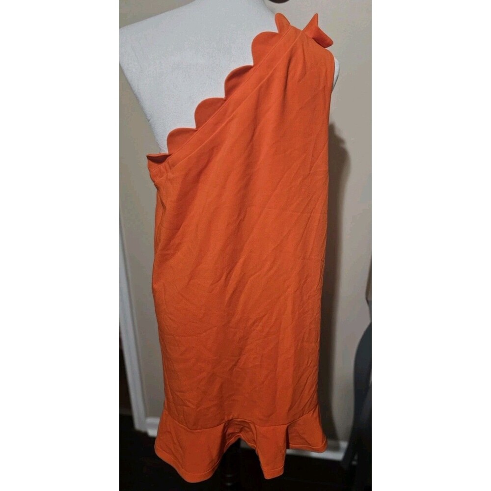 Victoria Beckham for Target Dress Womens Orange XL One Shoulder Scallop Ruffle - Picture 6 of 15